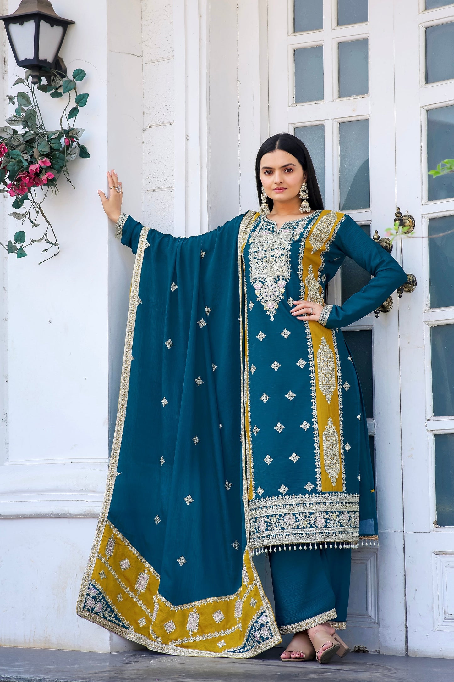 Designer Premium Silk Salwar Kameez - Jaipur Blossom