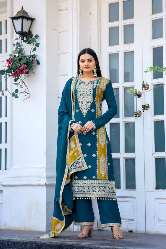 Designer Premium Silk Salwar Kameez - Jaipur Blossom