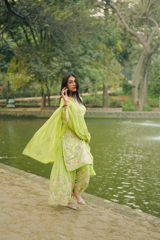 Malika-NSR-Heavy Faux Georgette Sharara pair NSR