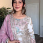 Premium Partywear Suit in Pastel Blush & Teal - Jaipur Blossom