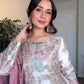 Premium Partywear Suit in Pastel Blush & Teal - Jaipur Blossom
