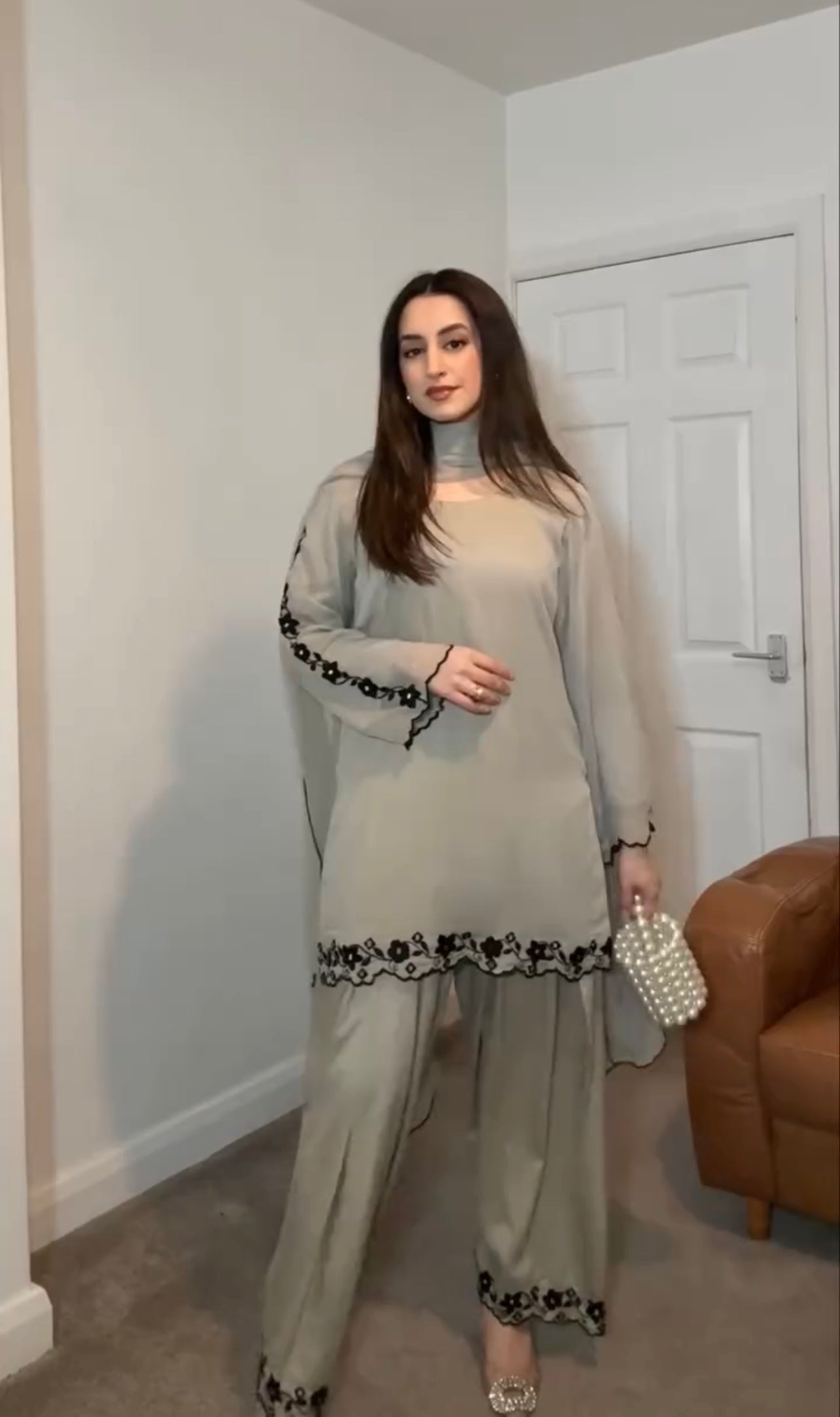 Top With Farshi Palazzo in Georgette With Embroidery and Real Mirror - Jaipur Blossom