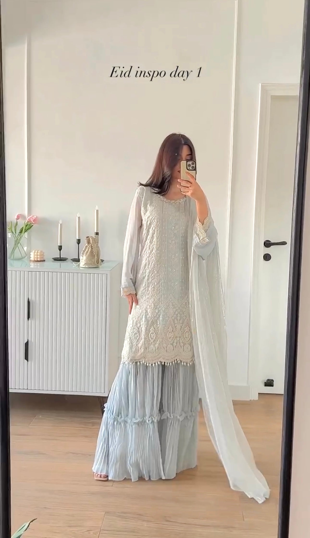 Sharara Set with Dupatta, Designer Georgette 3 Piece Salwar Kameez for Wedding, Pakistani Ready-Made Dress, Beautiful Partywear Blue Kurta - Jaipur Blossom