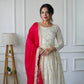 Designer Party Wear Heavy Faux Georgette Gown and Pant Set with Full Sleeve Embroidery