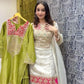 Off White Premium Designer Readymade Top Sharara Plazzo & Dupatta - Jaipur Blossom