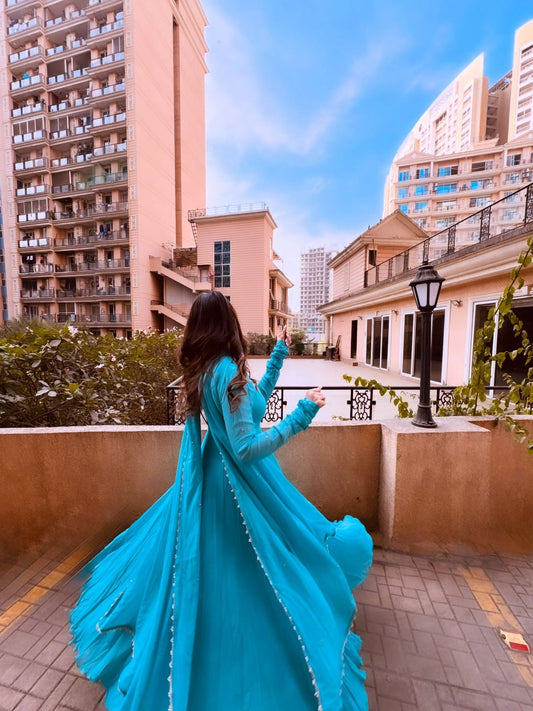 Pooja-SRK Faux Georgette Long kurti set