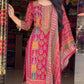 Maska Cotton Digital Print Top with Hand Mirror Work, Cotton Silk Pant & Dupatta