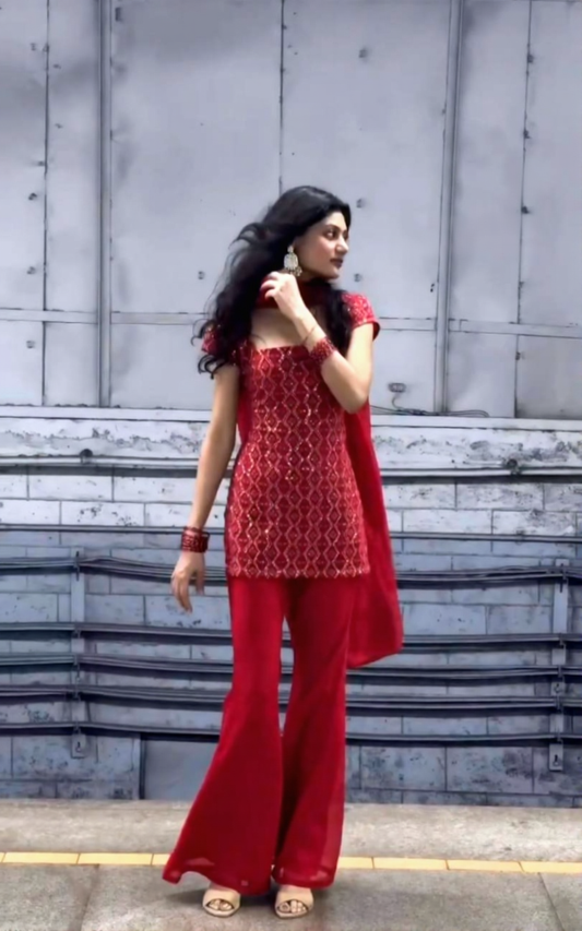 Tina-RT Faux Georgette kurta with Boot cut pent