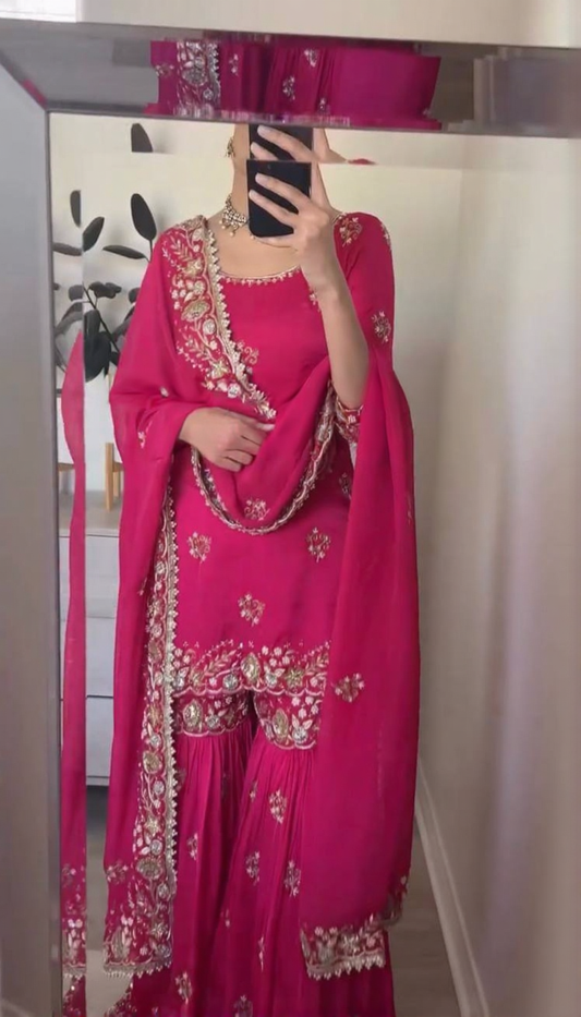 Sanya-MF Heavy Faux Georgette sharara plazzo set