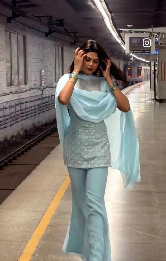 Tina-RT Faux Georgette kurta with Boot cut pent