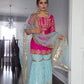 Premium Faux Georgette Embroidered Top and Sharara Plazzo with Stylish Butterfly Dupatta