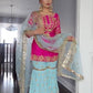 Premium Faux Georgette Embroidered Top and Sharara Plazzo with Stylish Butterfly Dupatta
