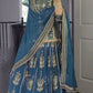 Faux Georgette Lehenga Set with Full Sleeve Top and Embellished Dupatta