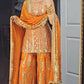 Statement Orange Ensemble with 5mm Sequin Embroidered Sharara and Matching Dupatta