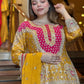 Embroidered 5mm Sequence Faux Georgette Sharara Set with Full Sleeve Top and Dupatta