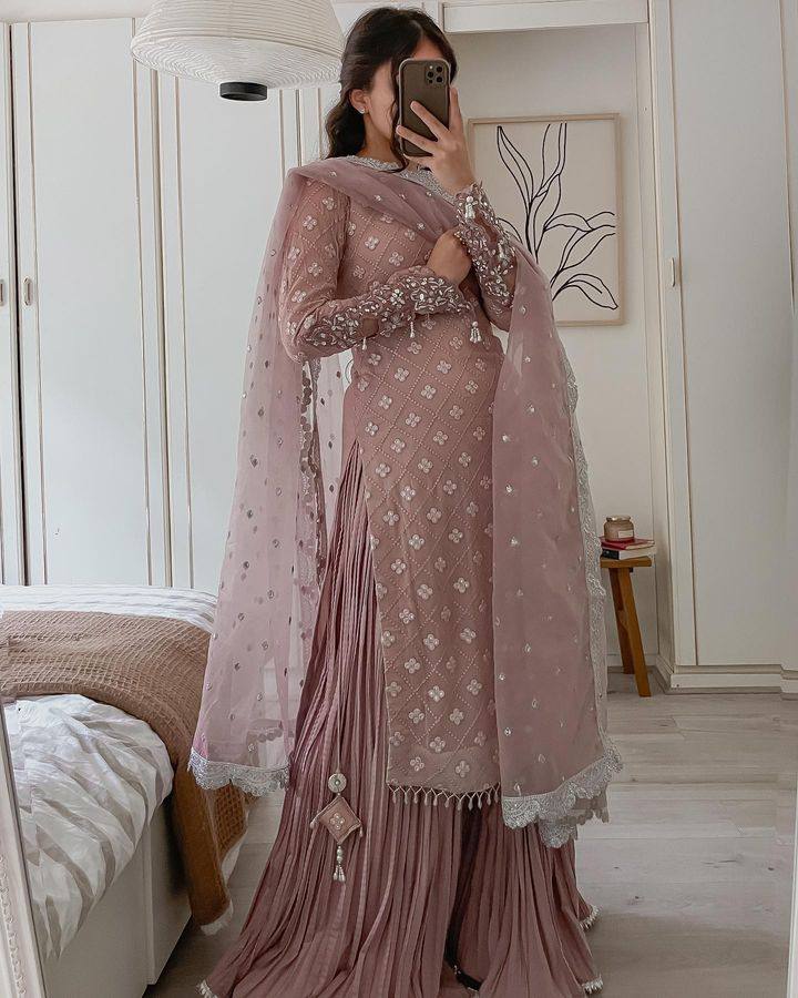 Designer Party Top Pallazo & Dupatta Set - Jaipur Blossom