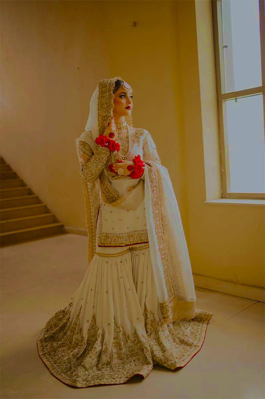 Heavy Embroidery and 5mm Sequins Work Top with Flowy Sharara and Dupatta - Jaipur Blossom