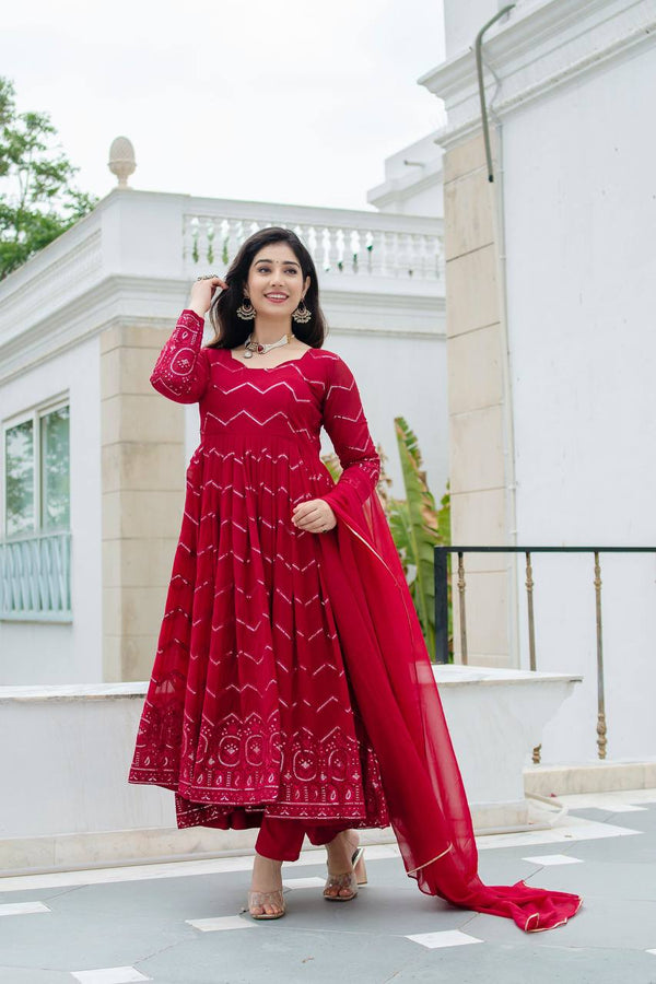 MARRON COLOURED ANARKALI SUIT SET