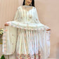 Designer White Gown with Heavy Sequence and Embroidery, Pant & Dupatta Set