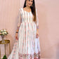Designer White Gown with Heavy Sequence and Embroidery, Pant & Dupatta Set