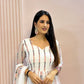 Designer White Gown with Heavy Sequence and Embroidery, Pant & Dupatta Set