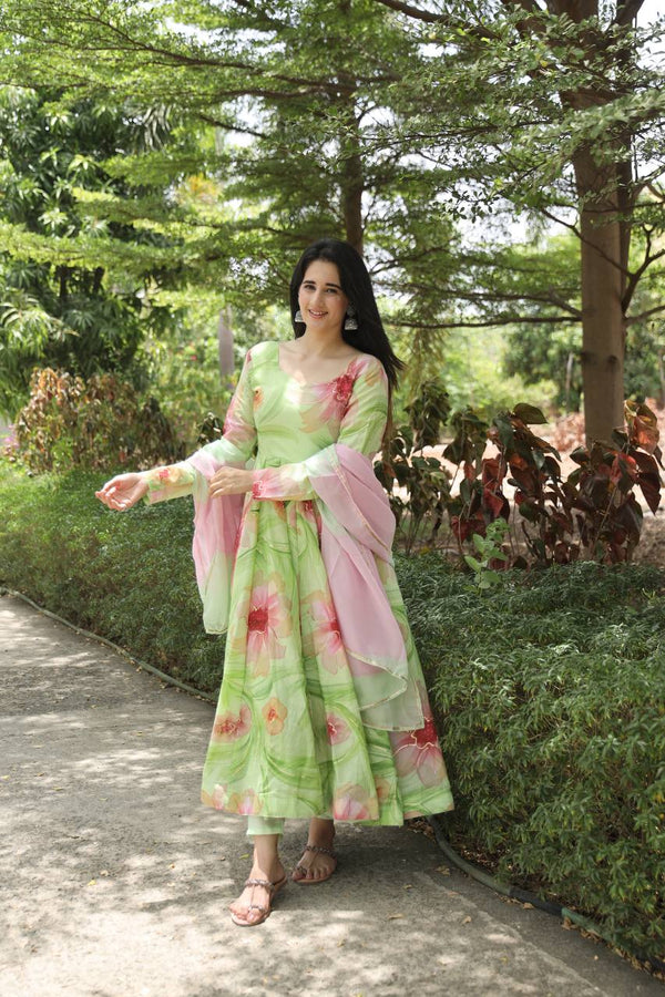 MULTI PISTA COLOURED ANARKALI SUIT SET