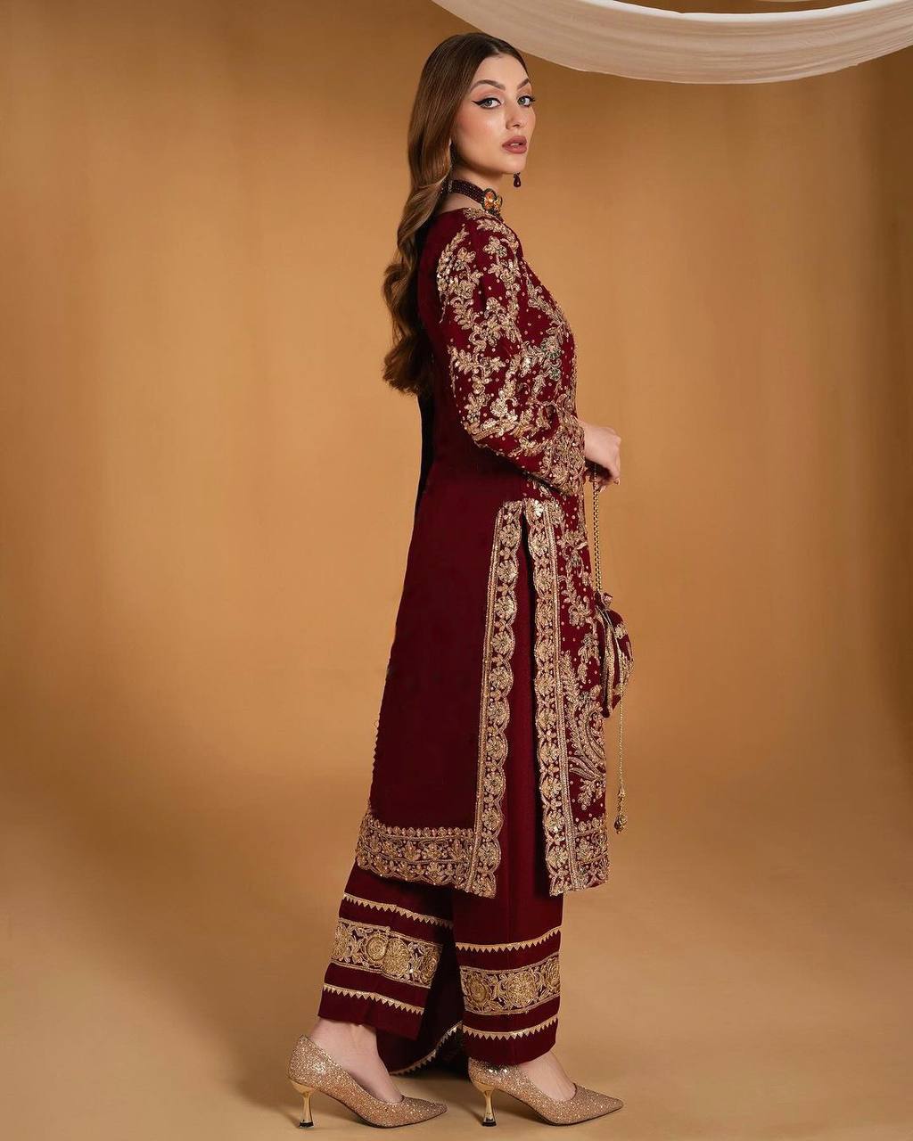 Stunning Stone Hand Work and Heavy Embroidered Suit – Top, Bottom & Dupatta - Jaipur Blossom