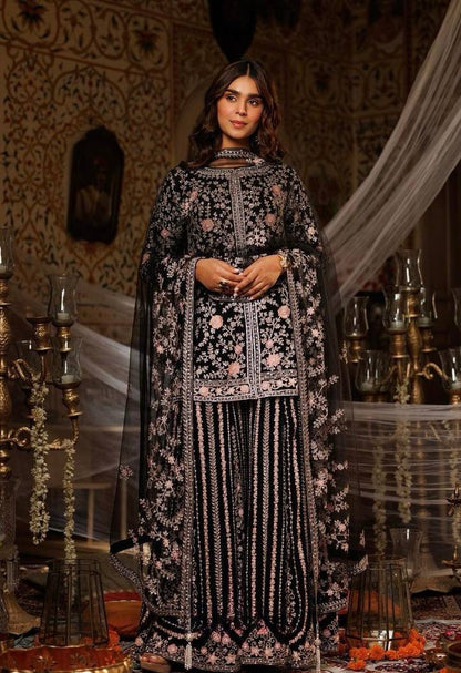 Exquisite Embroidered Top with 9K+ Stone Hand Work and Sarara Set with Fancy Dupatta - Jaipur Blossom