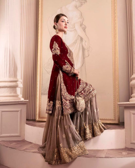 Real Mirror Georgette Embroidery Work Plazzo Suits - Jaipur Blossom