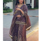 Georgette Purplish kurti bottom worked set with dupatta - Jaipur Blossom