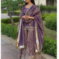 Georgette Purplish kurti bottom worked set with dupatta - Jaipur Blossom