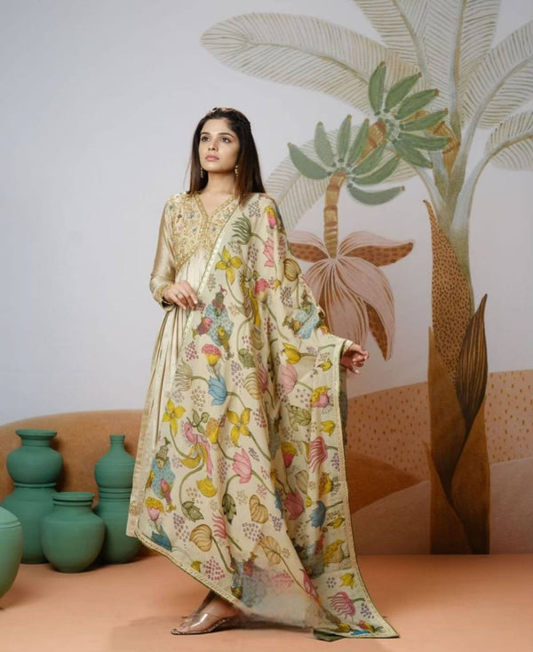 New kalamkari gown with dupatta