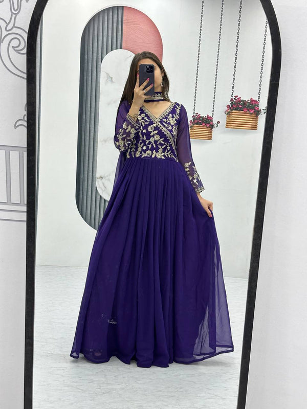 Embroidered Gown with dupatta