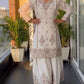 Pure Heavy Chinnon Silk Top and Plazzo Set with Full Sleeve Embroidery and Matching Dupatta