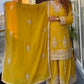 Pure Heavy Chinnon Silk Top and Plazzo Set with Full Sleeve Embroidery and Matching Dupatta