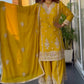Pure Heavy Chinnon Silk Top and Plazzo Set with Full Sleeve Embroidery and Matching Dupatta