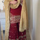 Festive Wear Fox Georgette Suit Set with Embroidery and Moti Lace Detailing