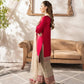 Heavy Malay Satin Silk Embroidered Top with Full Sleeves, Faux Georgette Pant, and Butterfly Net Dupatta Set