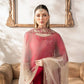 Heavy Malay Satin Silk Embroidered Top with Full Sleeves, Faux Georgette Pant, and Butterfly Net Dupatta Set