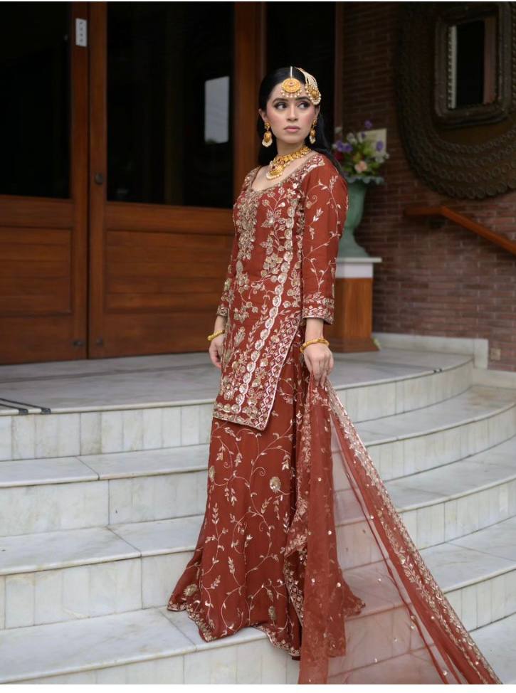 Party Ready Fox Georgette Embroidered Top Plazzo and Fancy Dupatta