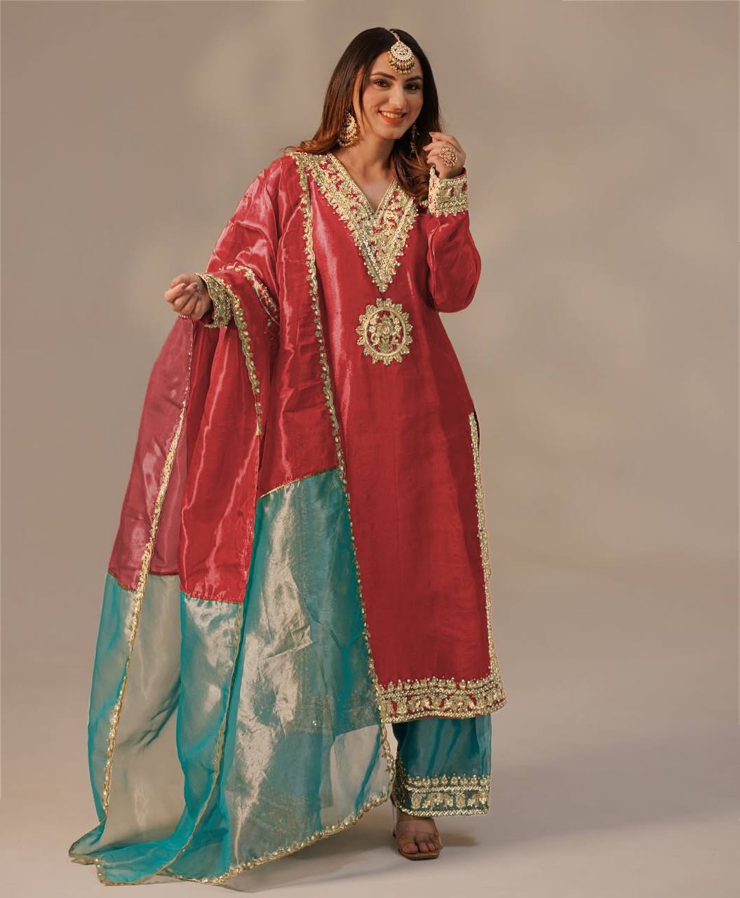 Heavily Embroidered Designer Top-Plazzo Set with Stylish Dupatta - Jaipur Blossom