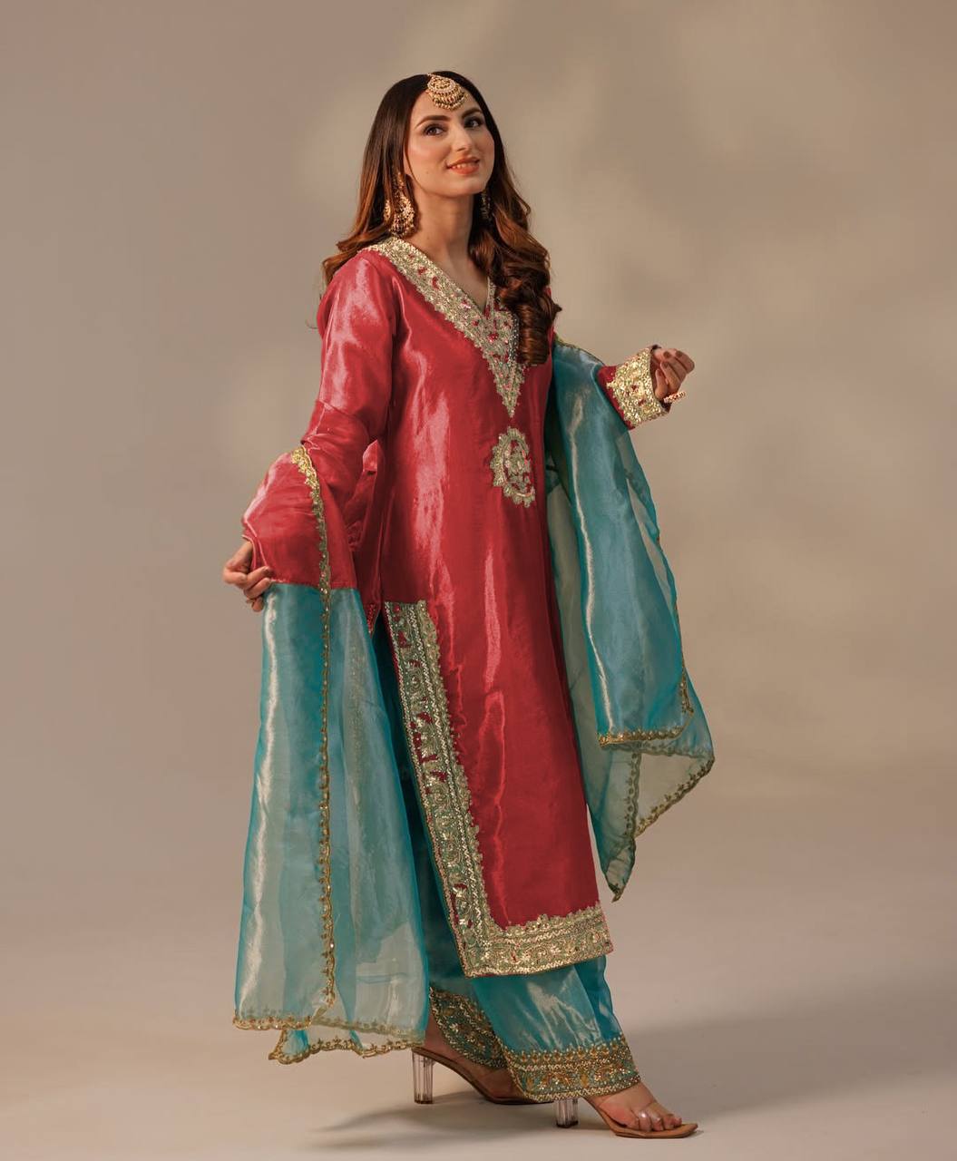 Heavily Embroidered Designer Top-Plazzo Set with Stylish Dupatta - Jaipur Blossom