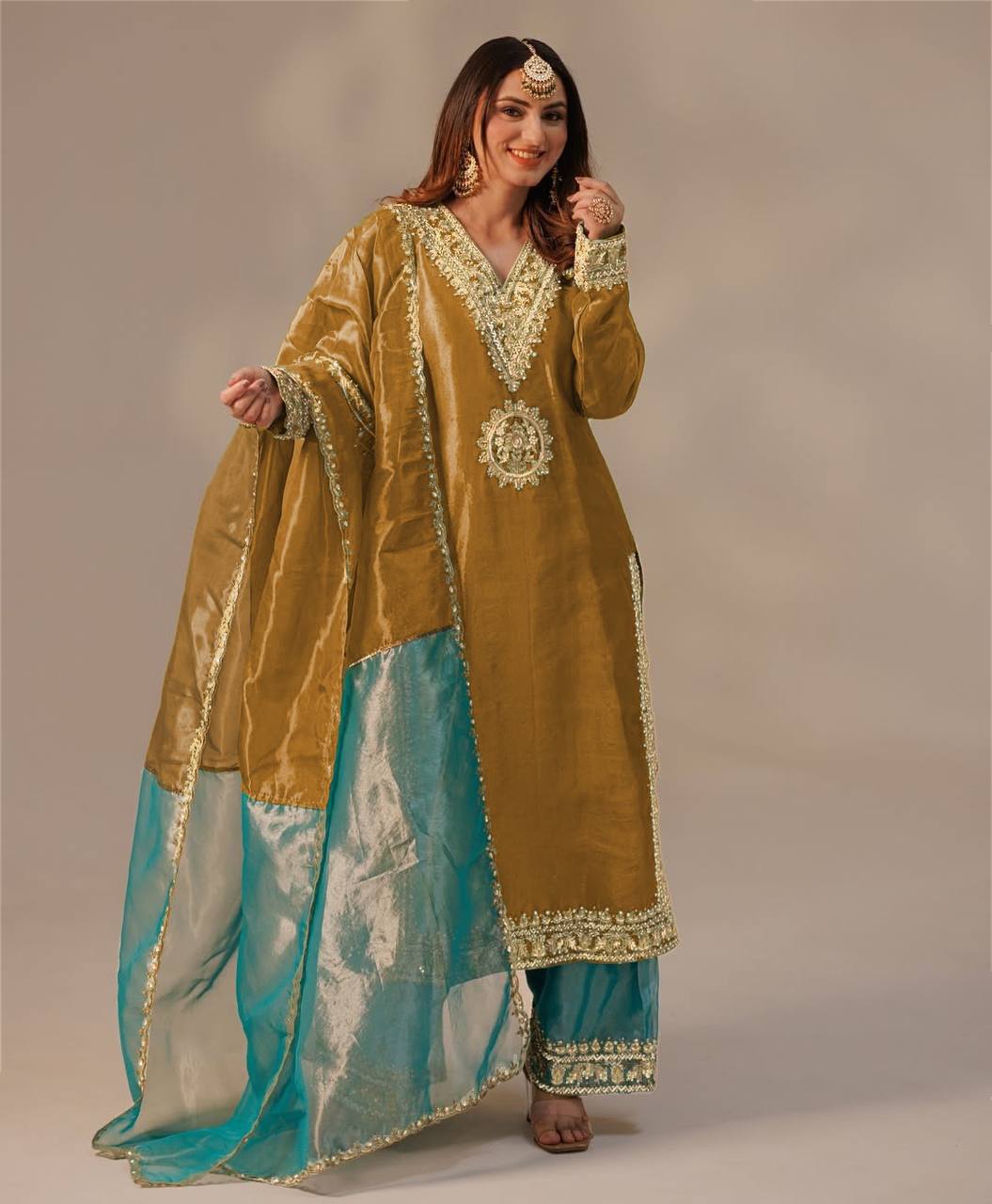 Heavily Embroidered Designer Top-Plazzo Set with Stylish Dupatta - Jaipur Blossom