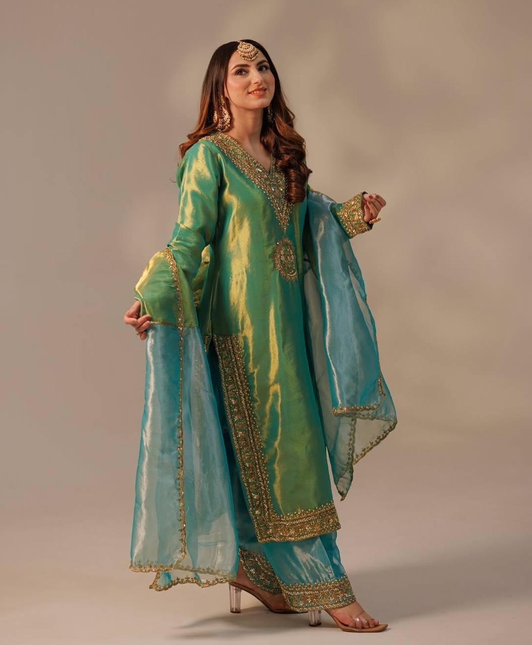 Heavily Embroidered Designer Top-Plazzo Set with Stylish Dupatta - Jaipur Blossom