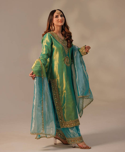 Heavily Embroidered Designer Top-Plazzo Set with Stylish Dupatta - Jaipur Blossom