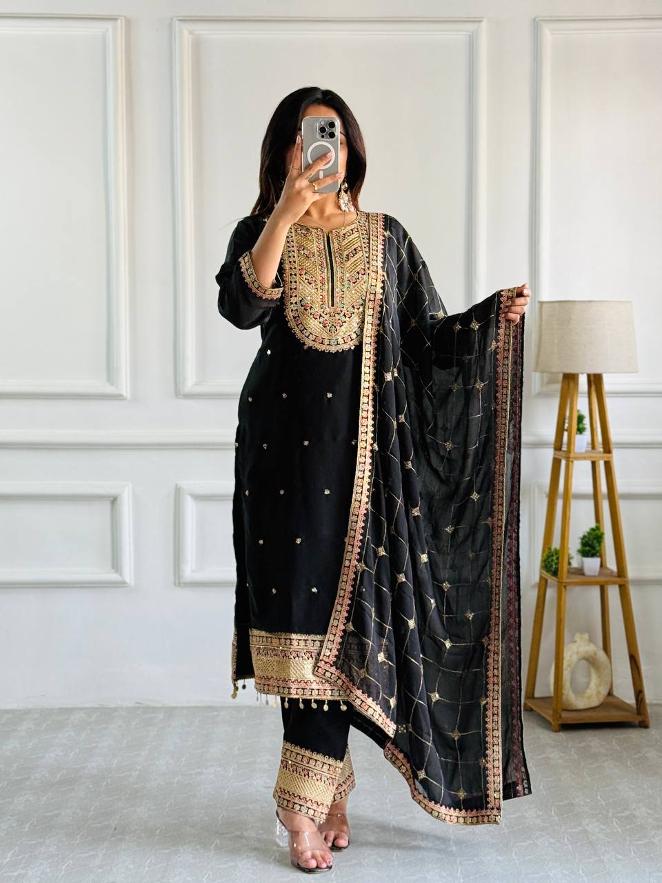 Classy Party Wear Look in Cosmo Silk with Heavy Sequin Work and Fancy Dupatta