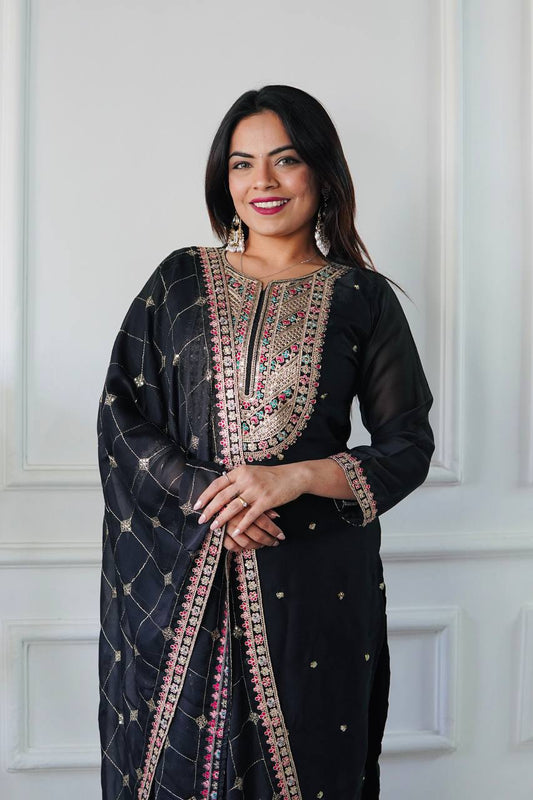 Classy Party Wear Look in Cosmo Silk with Heavy Sequin Work and Fancy Dupatta