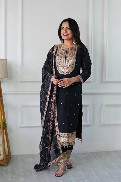 Classy Party Wear Look in Cosmo Silk with Heavy Sequin Work and Fancy Dupatta