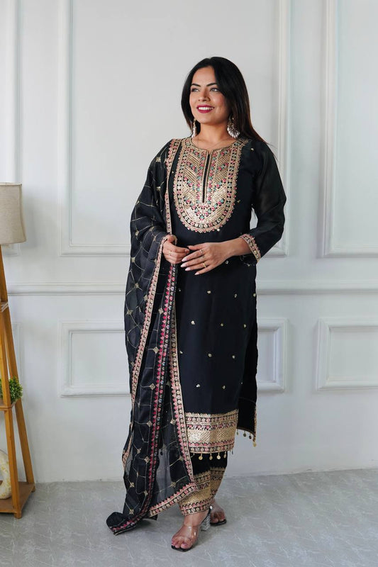 Classy Party Wear Look in Cosmo Silk with Heavy Sequin Work and Fancy Dupatta