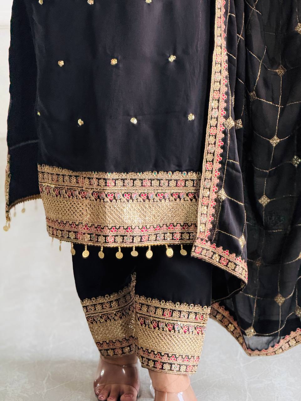 Classy Party Wear Look in Cosmo Silk with Heavy Sequin Work and Fancy Dupatta